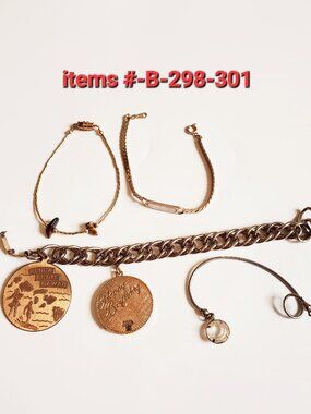 4 Bracelets, items # B-298-301, . wt. 60 grams.